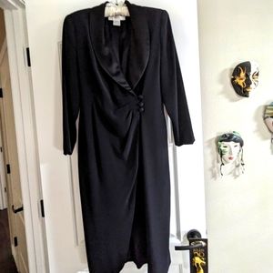 Black Satin Tuxedo Dress, Jones New York, Size 6 Petite - Like New!